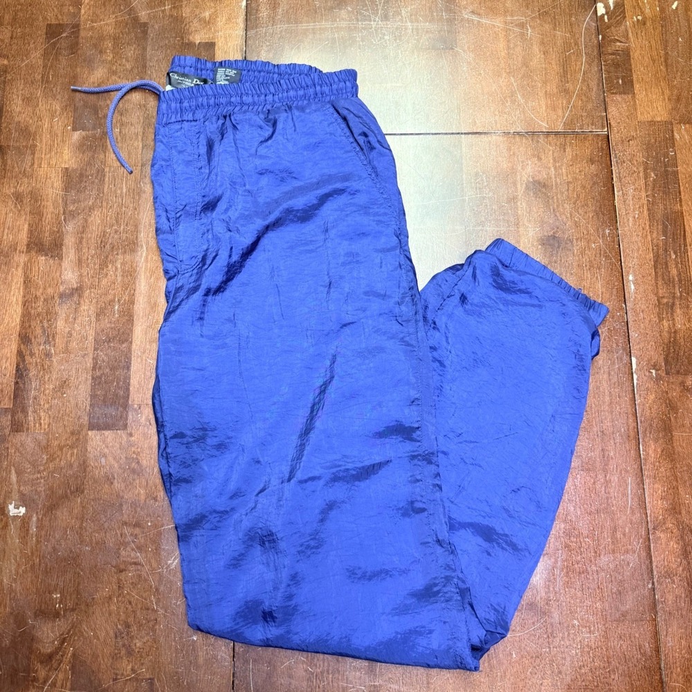 Christian Dior Monsieur Track Pants Mens Large Blue Vintage Nylon Windbreaker 36